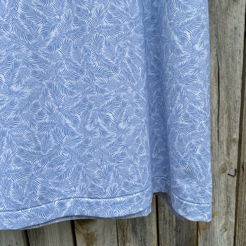 Peter Millar Performance Short Sleeve Jersey Polo Shirt Palm Leaf Blue White XXL - Picture 7 of 16